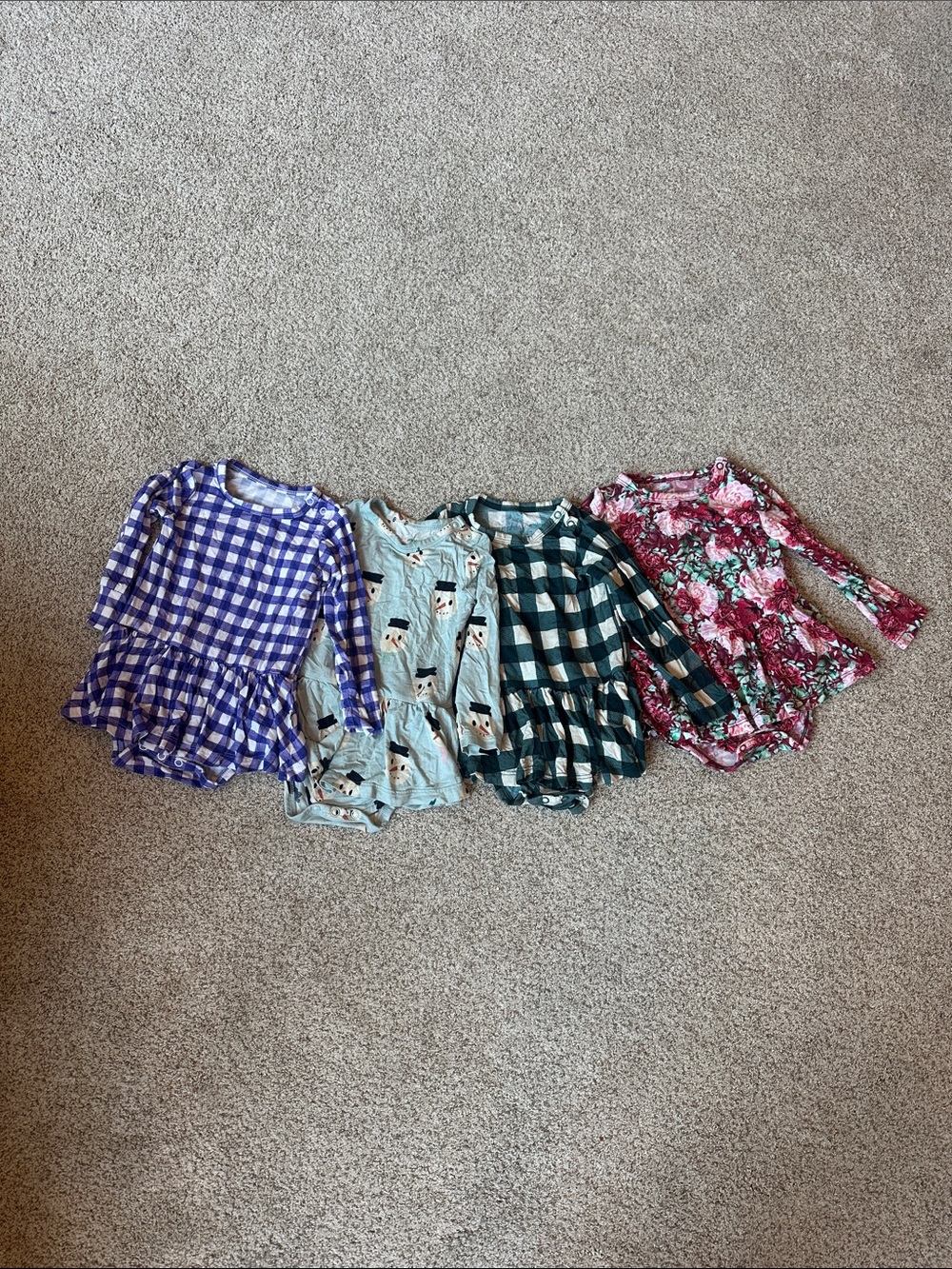 Gigi and Max Toddler girls Long-Sleeve Floral & Plaid Ruffle tutu dress 12 month